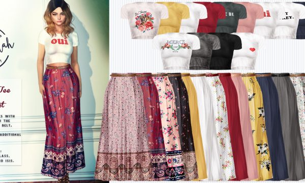 Crop Tee & Maxi Skirt. ★
Tee: L$230 per single / Fatpack is L$1,300.
Skirt: L$230 per single / Fatpack is L$1,300.