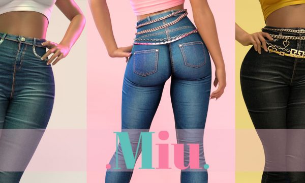 Nina High Waist Jeans.  L$330 each / Chain Belt is L$250 / Fatpack is L$1,500. 🎁