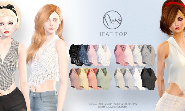 Heat Top & Bingo Shorts. Tops is L$200 each. Shorts is L$200 each. Fatpacks are L$600 each. Demo Available. ★