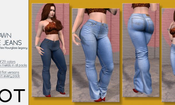 Dawn Flare Jeans. L$199 each. Fatpack is L$1,299.  Demo Available. ★