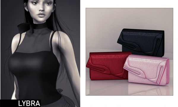 Angie. Tops are L$240 each. Clutch is L$300. Demo Available.