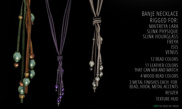 Banje Necklace/Bracelets. Bracelets is L$199. Necklace is L$299. Fatpack is L$399.
