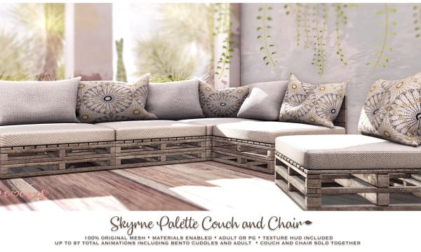 Skyrne Palette Couch and Chair. PG is L$249 each. Adult is L$279.