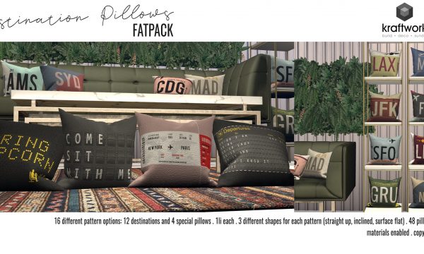 KraftWork - Destination Pillows . Individual L$99 each | Fatpack L$500.