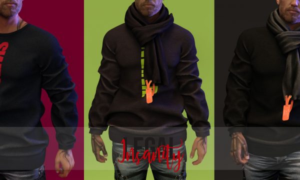 LEGAL Insanity - Ciro Sweater | Salvo Scarf. Individual Sweater L$300 |  Individual Scarf L$250  Sweater Fatpack L$1,500 | Scarf Fatpack L$ 1,200 Demo available.