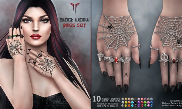 RealEvil Industries - Black Widow Rings Set. L$499 Demo Available ★.