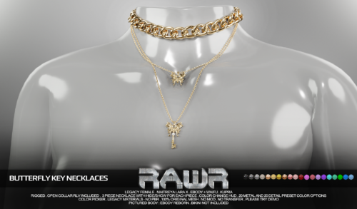 RAWR! - Butterfly Key Necklaces & Butterfly Key Bracelets & Rings.