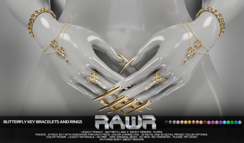 RAWR! - Butterfly Key Necklaces & Butterfly Key Bracelets & Rings.